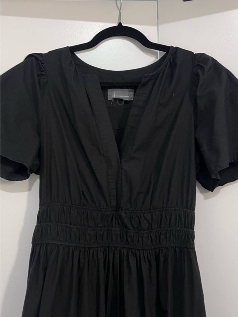 Anthropologie Black Smocked-Waist Tiered Maxi Dress - Picture 4 of 7